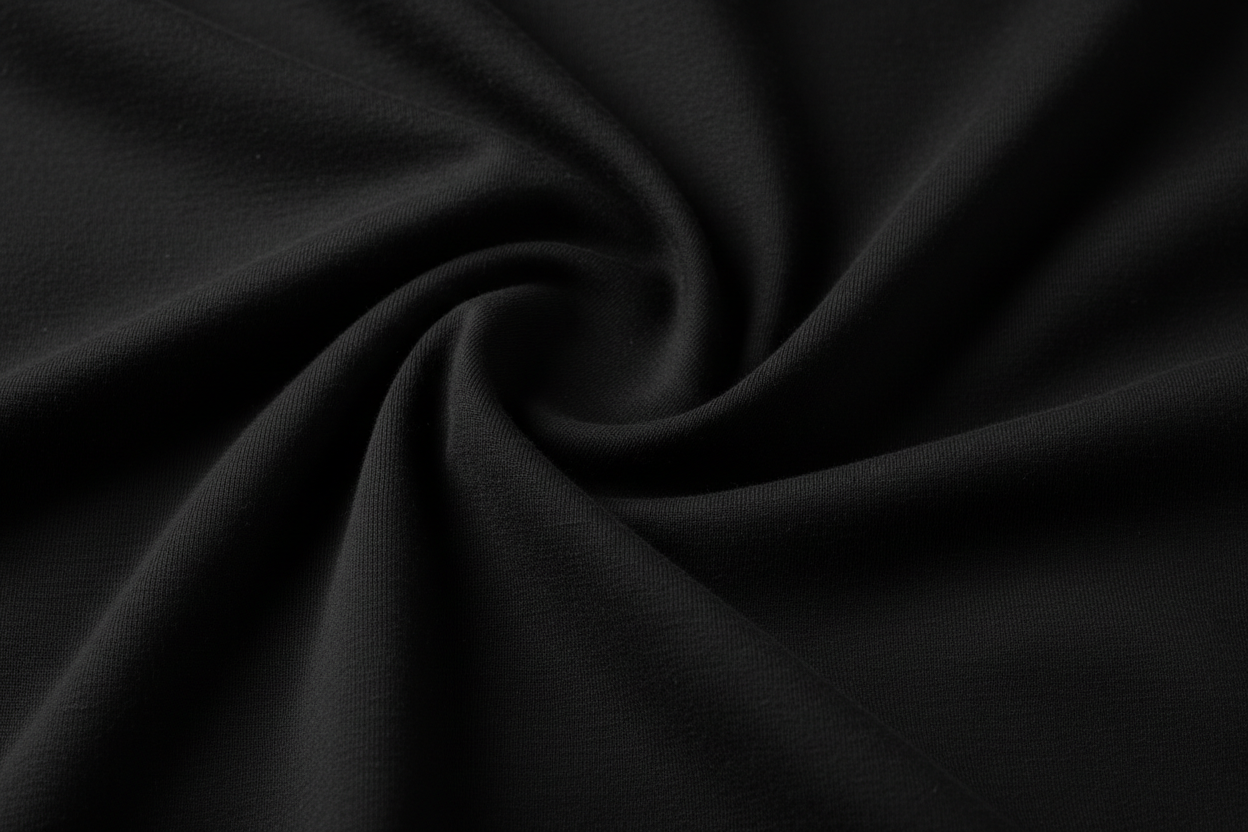 Supima cotton tshirt fabric with closer look. Show some wrinkals on fabric. Show black supima cotton tshirt 